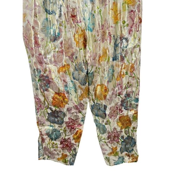 Hayley Menzies Shimmering Bonita Silk Jacquard Tailored Trousers Size Small - Picture 8 of 15